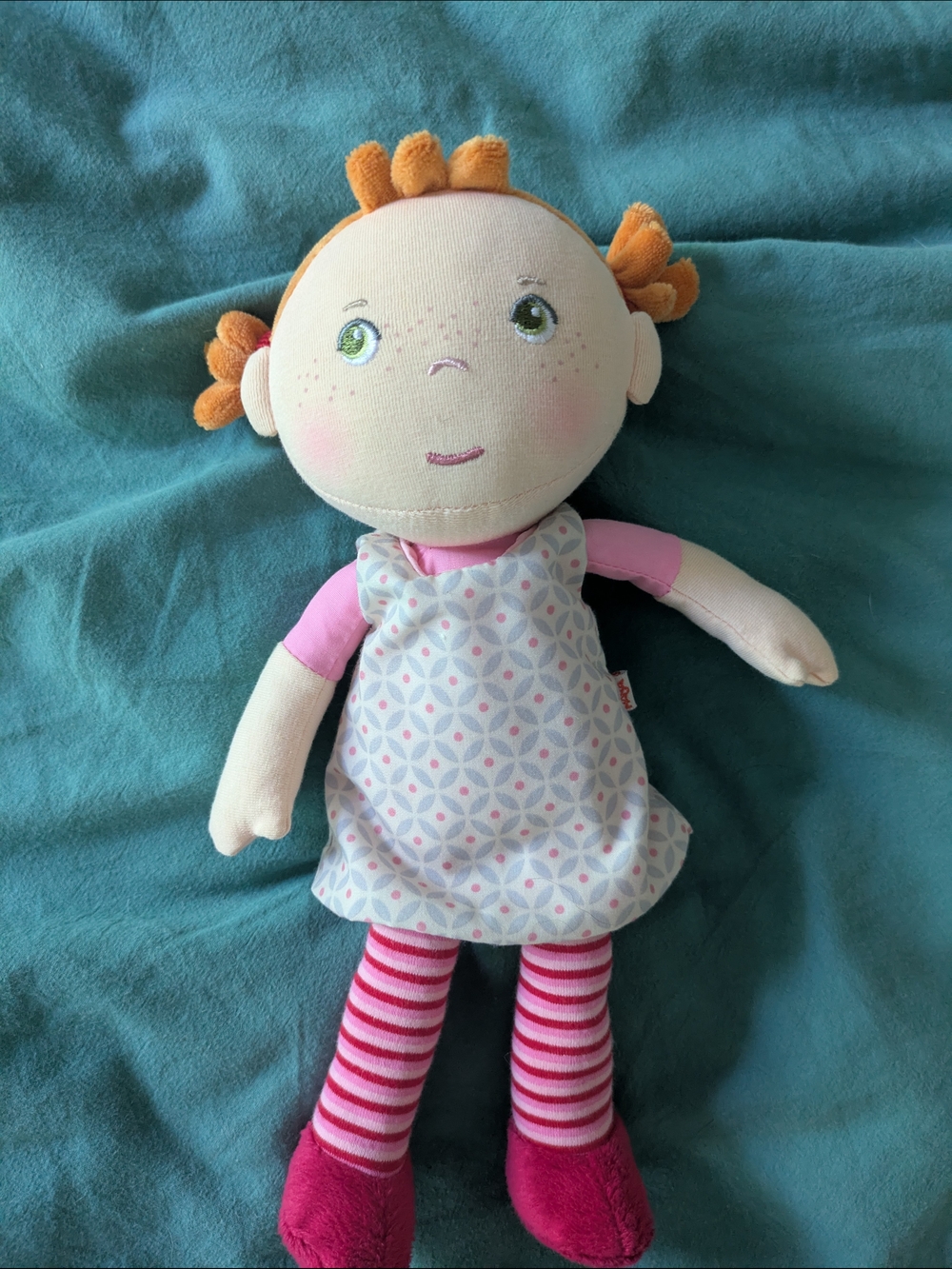 NWOT Haba Doll With Velcro Dress And Pigtails Girls Toy Plushie Stuffed Animal